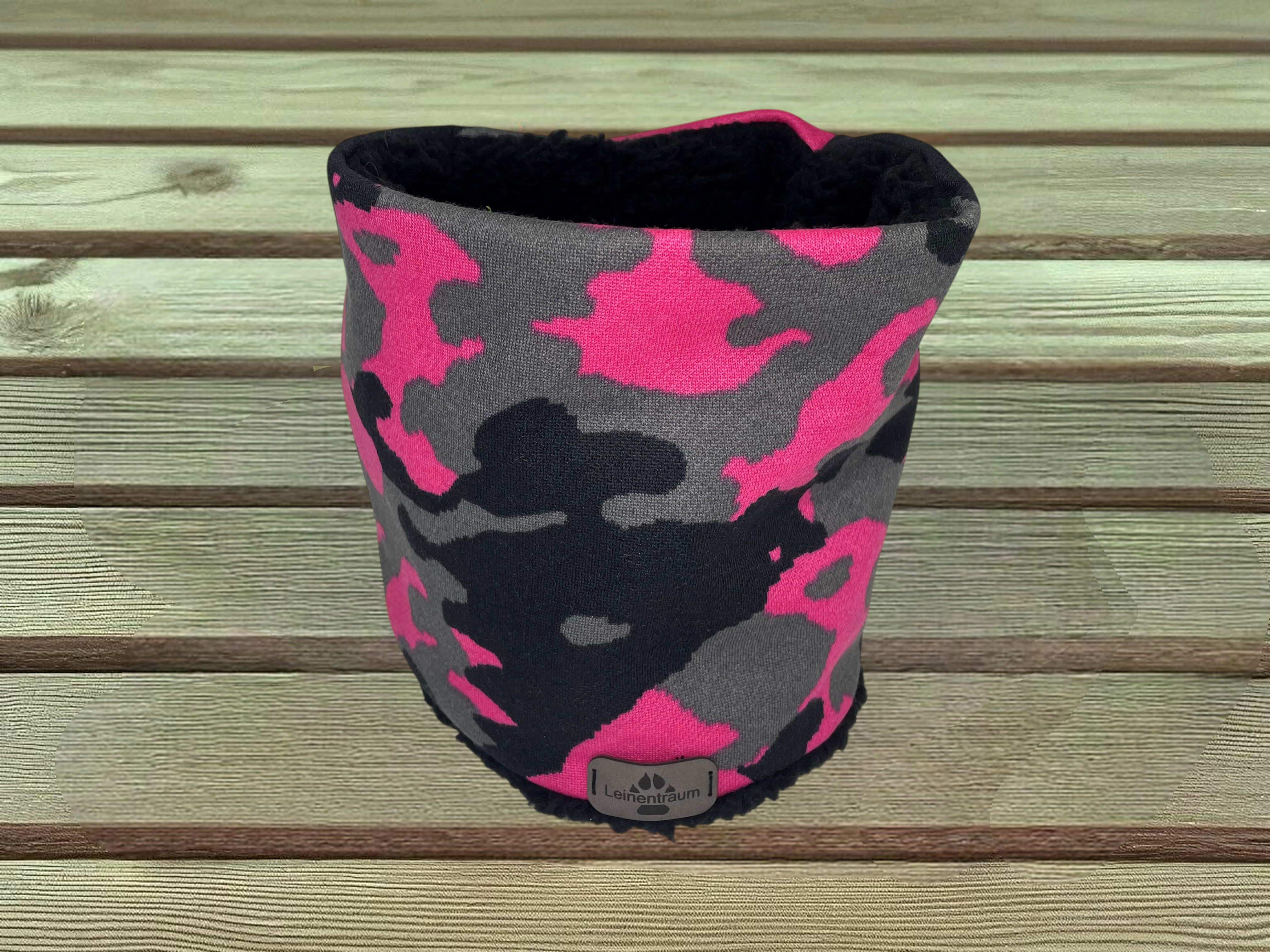 Hundeloop Camouflage Schwarz/Pink