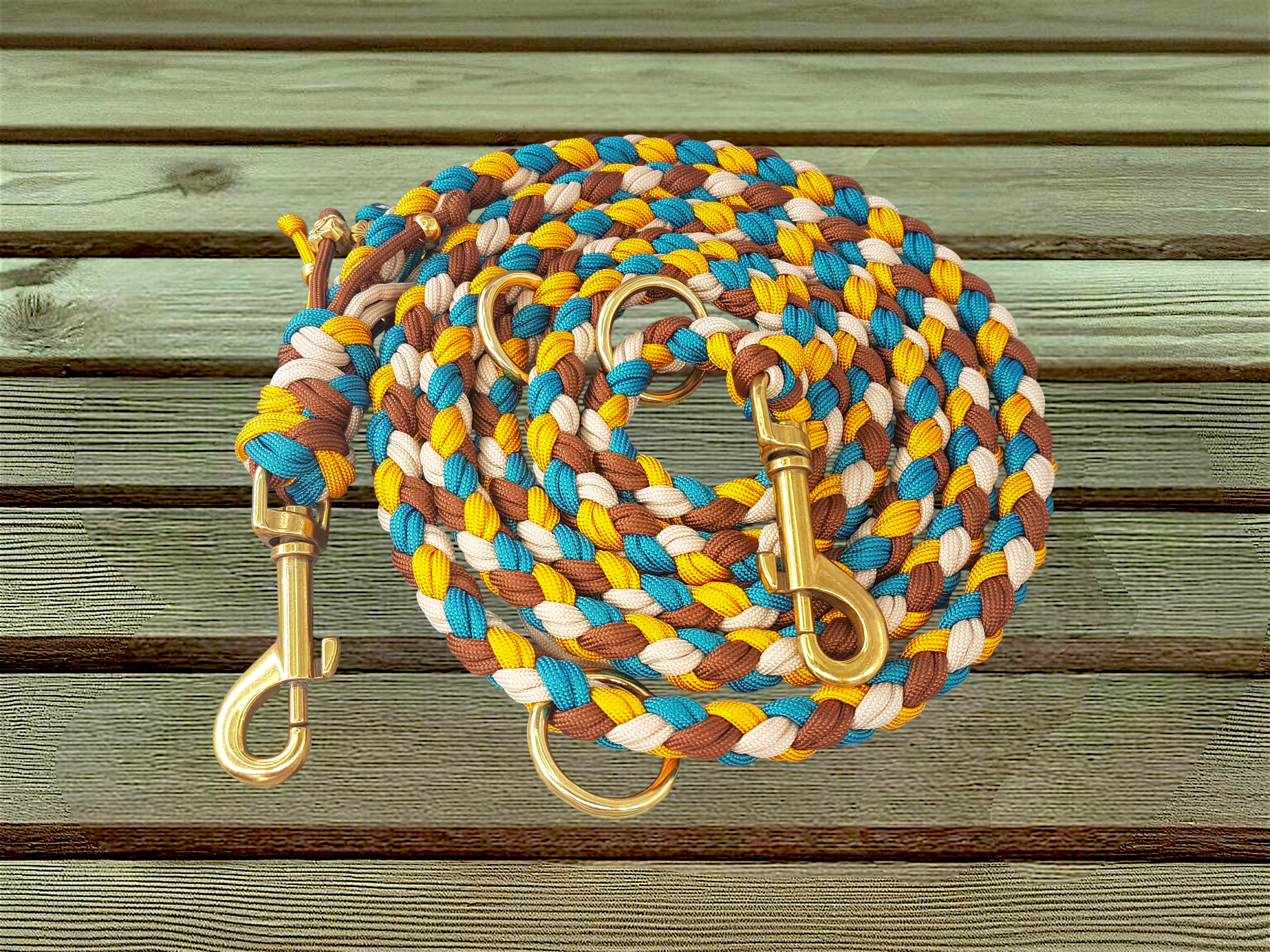 Paracordleine Chocolate Teal Gold